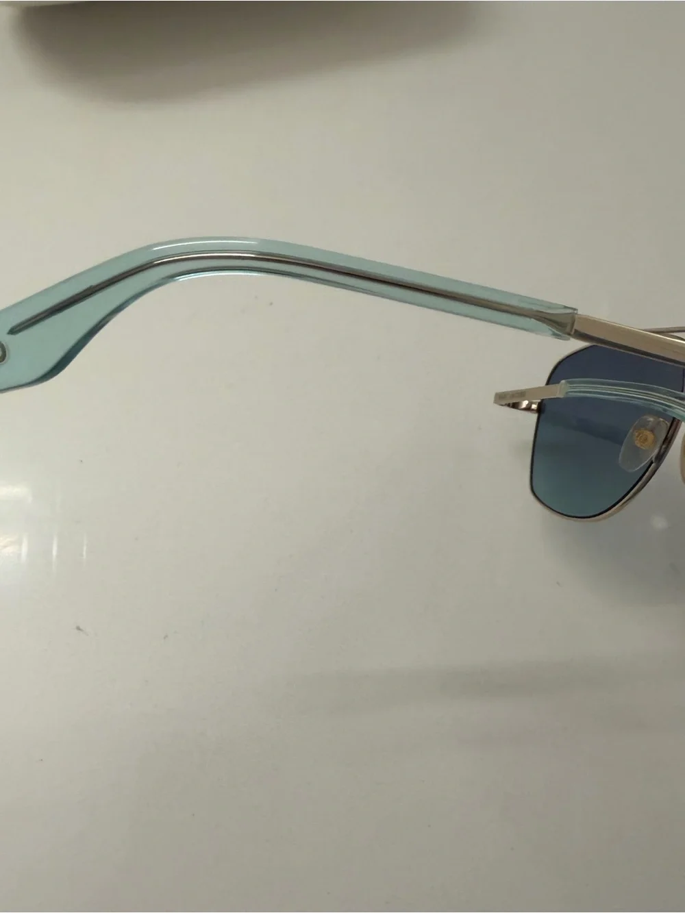 Marc Jacobs Gold Frame Sunglasses with Blue-Green Gradient Lenses